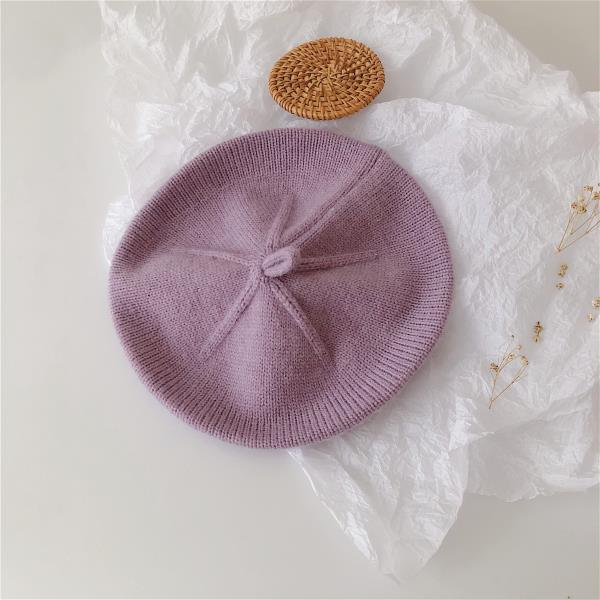 Crèmefaarweg einfarweg Kannerstrickmütz Béret Hierscht Puppelchen mëll Molermütz Wollmütz_voghion.com
