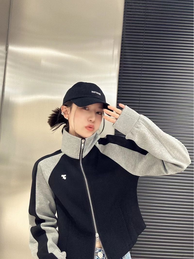 Koreaanse stijl patchwork rits sweatshirt vrouwen Kpop Y2k hippie oversize marine crop jassen jaren 90 vintage harajuku hoodie_voghion.com