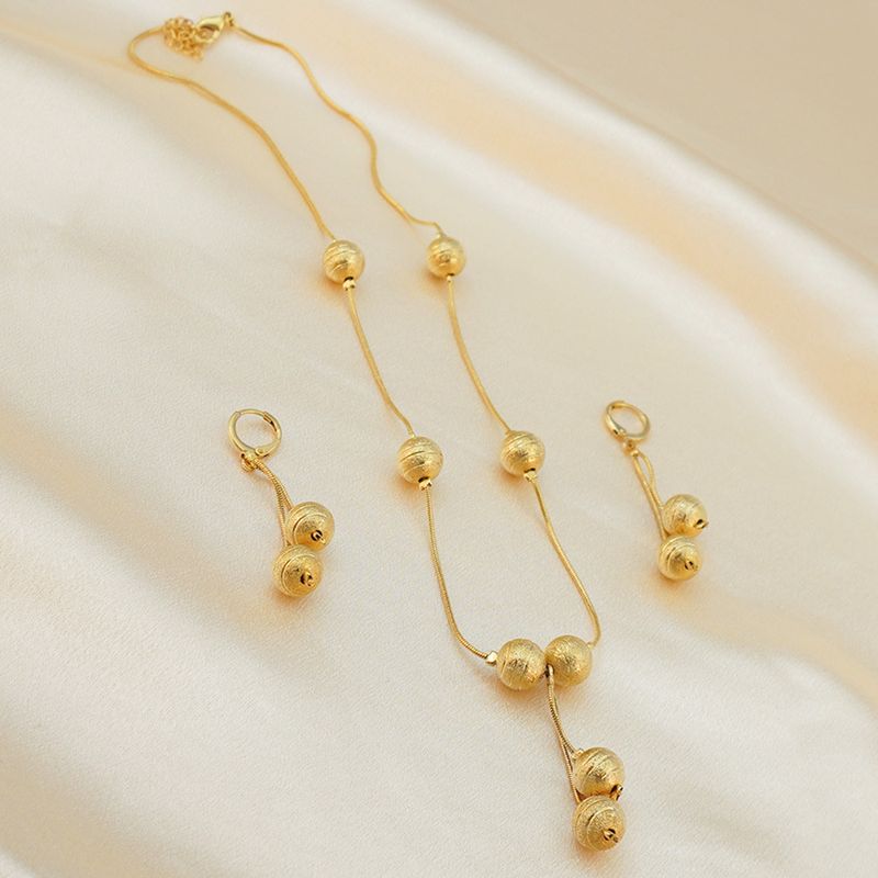 2-teiliges Set aus neuem Dubai-Äthiopien-Damen-Anhänger, Halskette, Ohrringen, Kugelschmuck_voghion.com