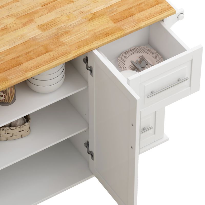 Kitchen Island Cart with 2 Door Cabinet and Three Drawers,43.31 Inch Width with Spice Rack,Towel Rack_voghion.com