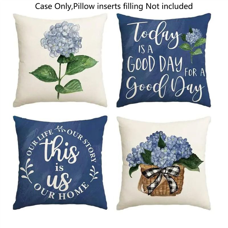 Taie d'oreiller à motif de fleurs en polaire bleu printemps, taie d'oreiller décorative pour salon, chambre à coucher, canapé_voghion.com