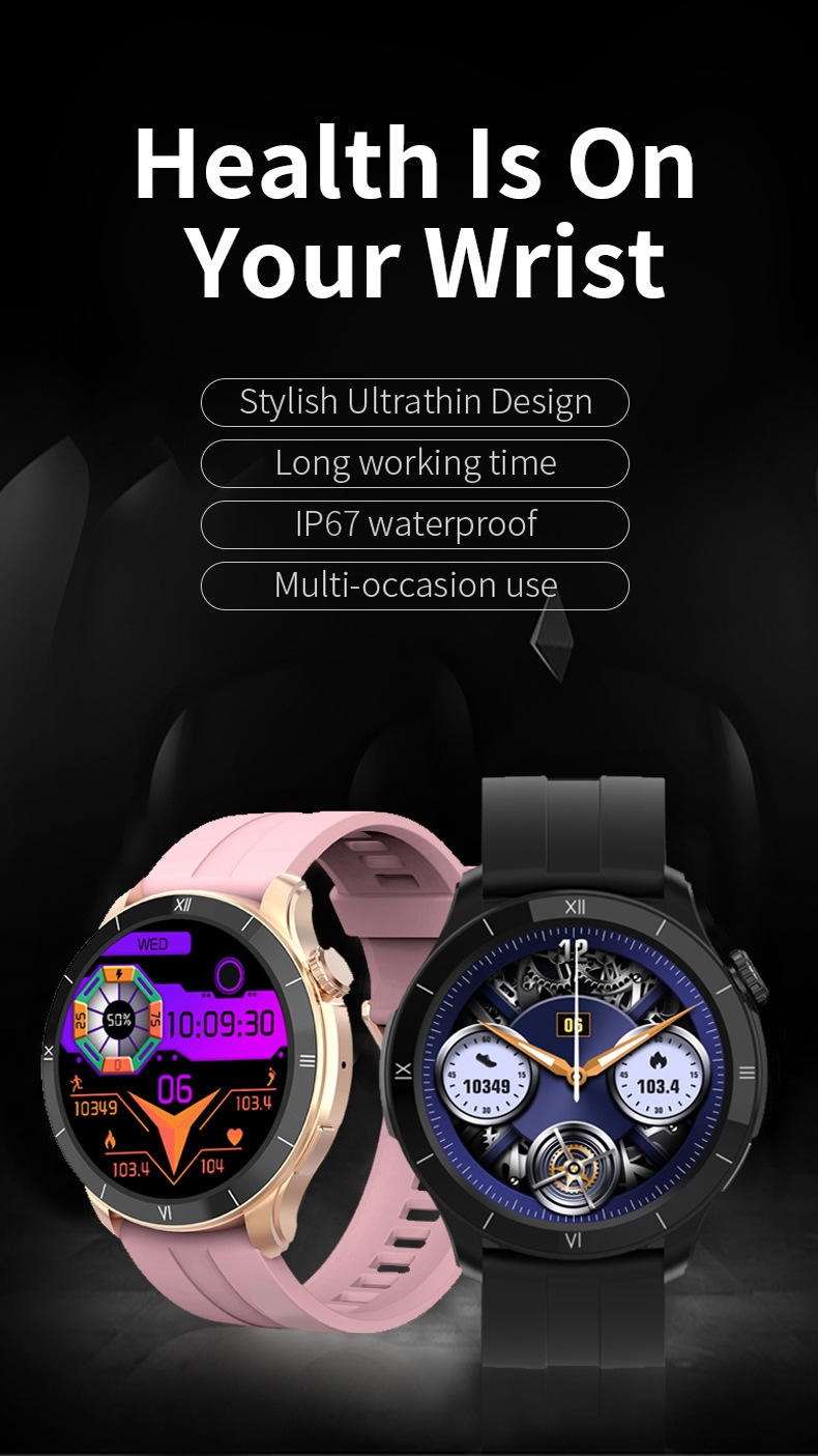 Montre connectée H58 avec appels Bluetooth, voix Ai, 466 x 466, fréquence cardiaque, pression artérielle, multi-exercices_voghion.com