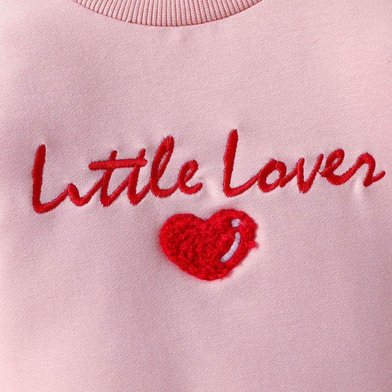 2024 Spring New Children's Clothing Valentine's Day Love Embroidery Hoodie Solid Color Pants Set_voghion.com