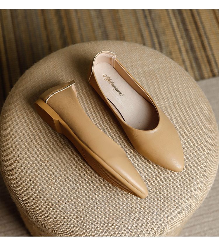 Spitz Flache Schuhe Für Frauen 2024 Sommer Neue Stil Flacher Mund Weiche Sohle Echtes Leder frauen Schuhe Weiche Leder bequeme Mokassins_voghion.com