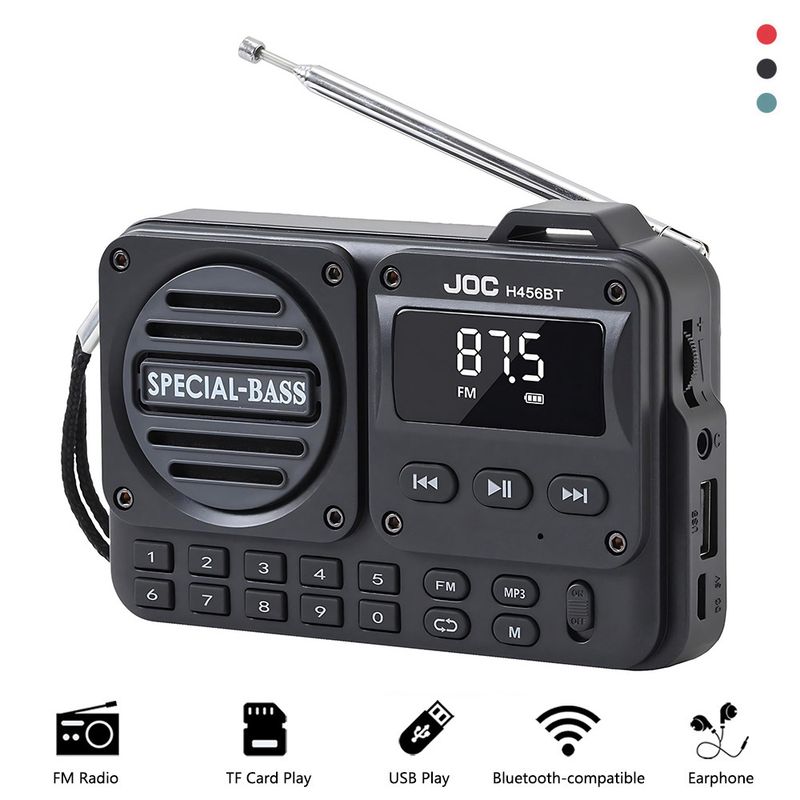 Portable Wireless Bluetooth Speaker Music Box With Radio Outdoor Subwoofer Loudspeaker Supports TF Card USB Play FM_voghion.com