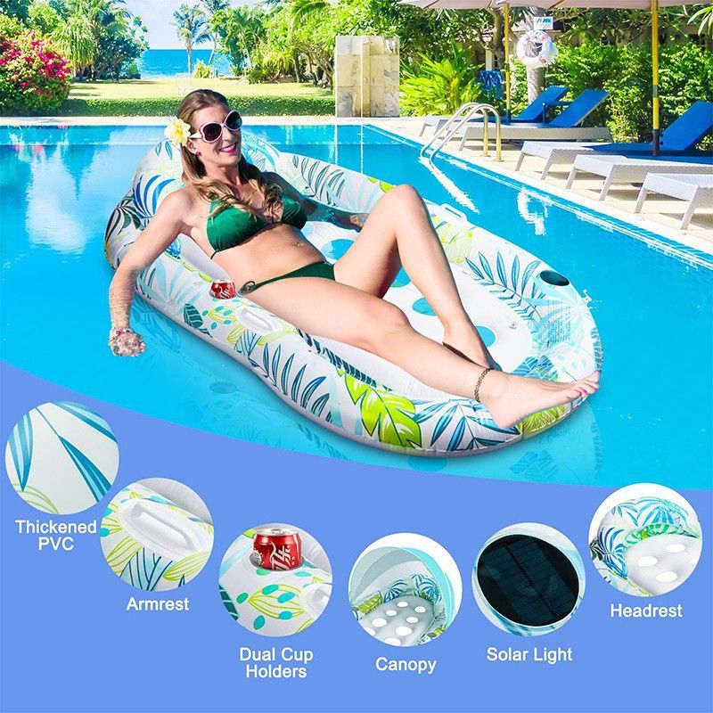 Nacht Solar Licht Leuchtende Aufblasbare Elliptische Schwimm Reihe Für Erwachsene Auf Die Wasser Mit Sonnenschirm_voghion.com