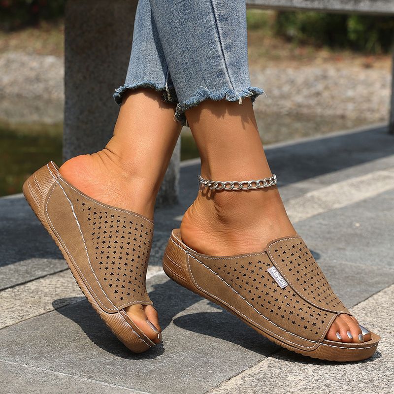 Ciabatte con zeppa taglie forti 2025 primavera, nuove, versatili, con suola spessa, leggere e alla moda, per donna_voghion.com