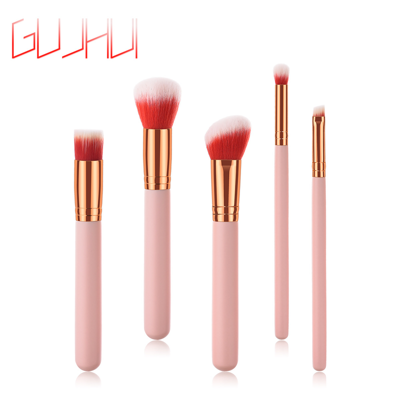 Pennelli per trucco da 5 pezzi, strumenti di bellezza, manico in legno Yuncai, tubo per la bocca, capelli in nylon GUJHUI_voghion.com