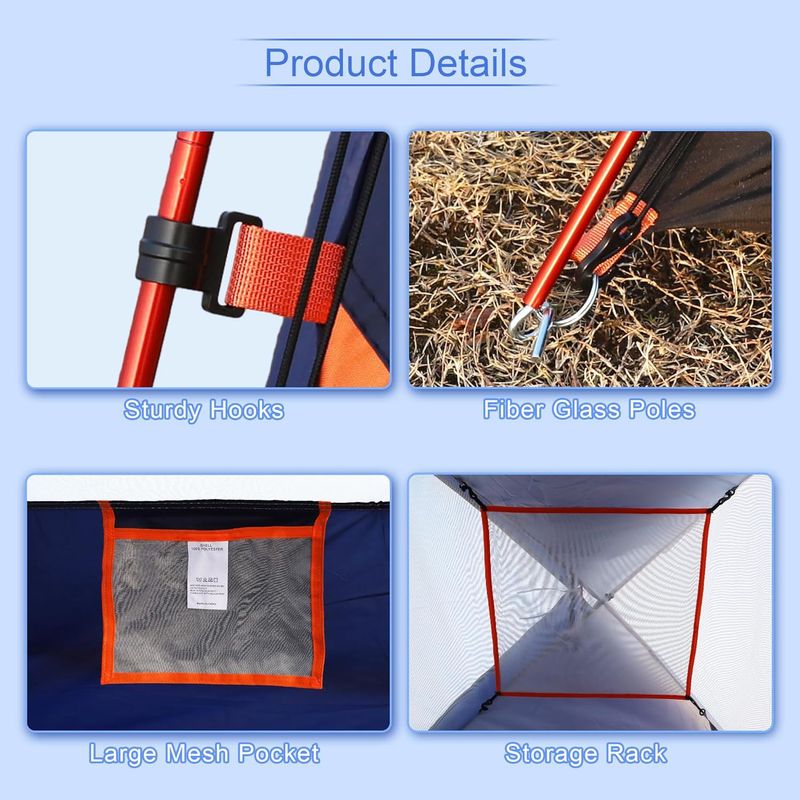 Cross Border Hot Selling Outdoor Ręcznie Zbudowany Dwuwarstwowy Niebieski Namiot Pogrubiony Namiot Turystyczny Namiot Składany Przenośny Namiot Kempingowy_voghion.com