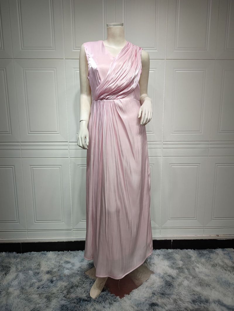 Damenbekleidung Helles Seidenkleid Dubai Robe Mode Abaya Weicher Zweiteiler_voghion.com