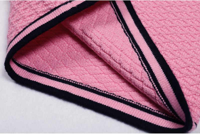 Luxury Knit Suit Set – Elegant Long Sleeve Cardigan & Straight Leg Pants (Black/Pink/White, Sizes S-XL)_voghion.com