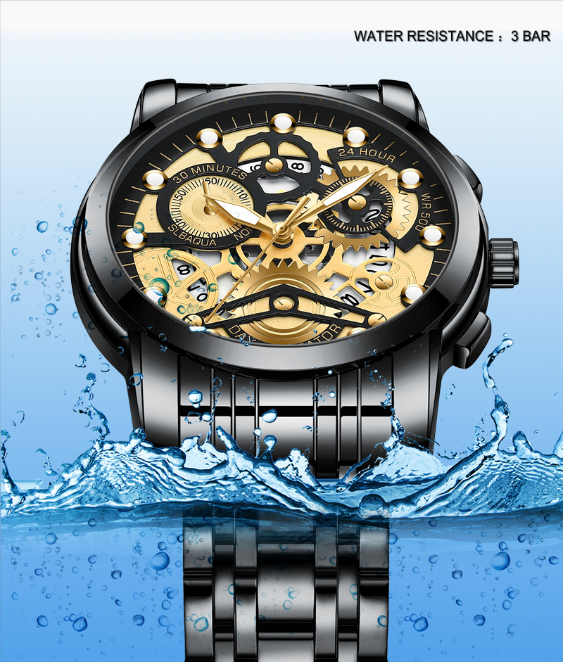 Montres à bracelet en acier pour hommes, montres étanches pour hommes_voghion.com