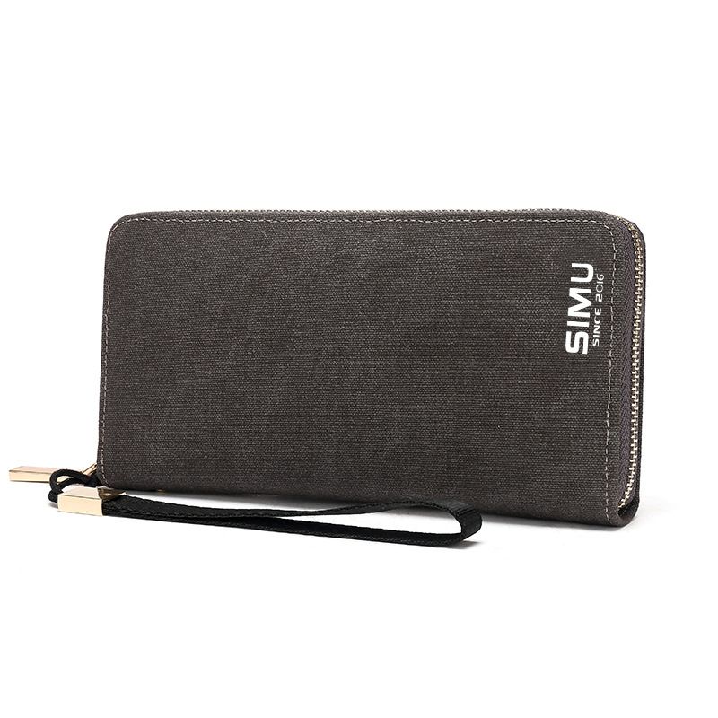 Bolso de mano Simu Canvas resistente al agua para jóvenes, moderno y con cremallera larga para hombre, monedero_voghion.com
