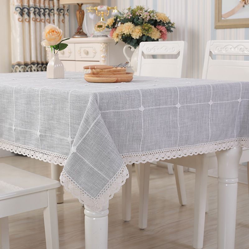 Tovaglia moderna e semplice, in cotone e lino nordico, per sala da pranzo, rivestimento impermeabile, tinta unita, rettangolare, per tavolino da caffè._voghion.com