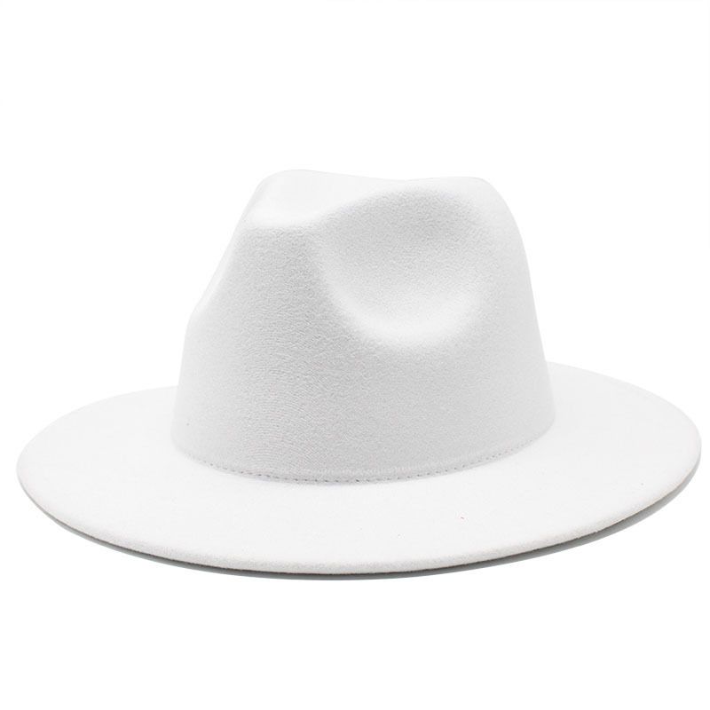 New French Style Solid Color Plain Hat For Men And Women, Simple Fedora, Jazz Hat, Elegant Wide Brim_voghion.com