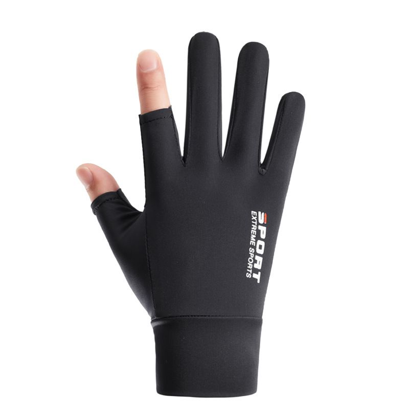 Guanti da ciclismo Guanti in seta ghiacciata da uomo, estivi, con due dita, da asporto, per ciclismo, guida, protezione solare, guanti sottili_voghion.com