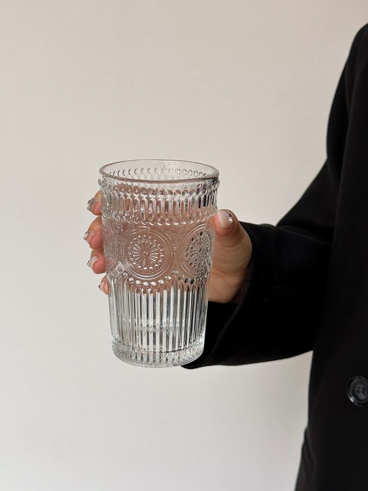 Tazza da caffè americano per donne, stile Ins, con motivo a girasole, in vetro goffrato, per celebrità di Internet, per bevande fredde, per uso domestico_voghion.com