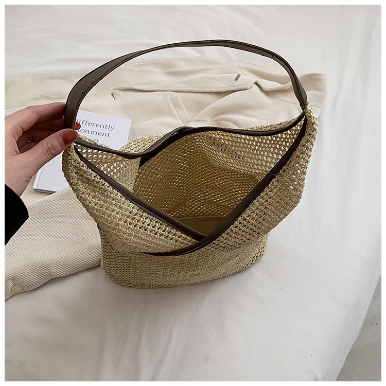 Borse da donna in tessuto di carta a tracolla da donna alla moda Borse da spiaggia estive di grande capacità in paglia Borse tote casual 2023_voghion.com