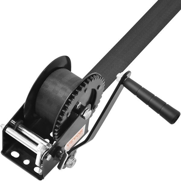 Hand Winch, 1200 Lbs Pulling Capacity, Boat Trailer Winch Heavy Duty Rope Crank With 23 Ft Polyester Strap And Two-Way Ratchet, Manual Operated Han_voghion.com