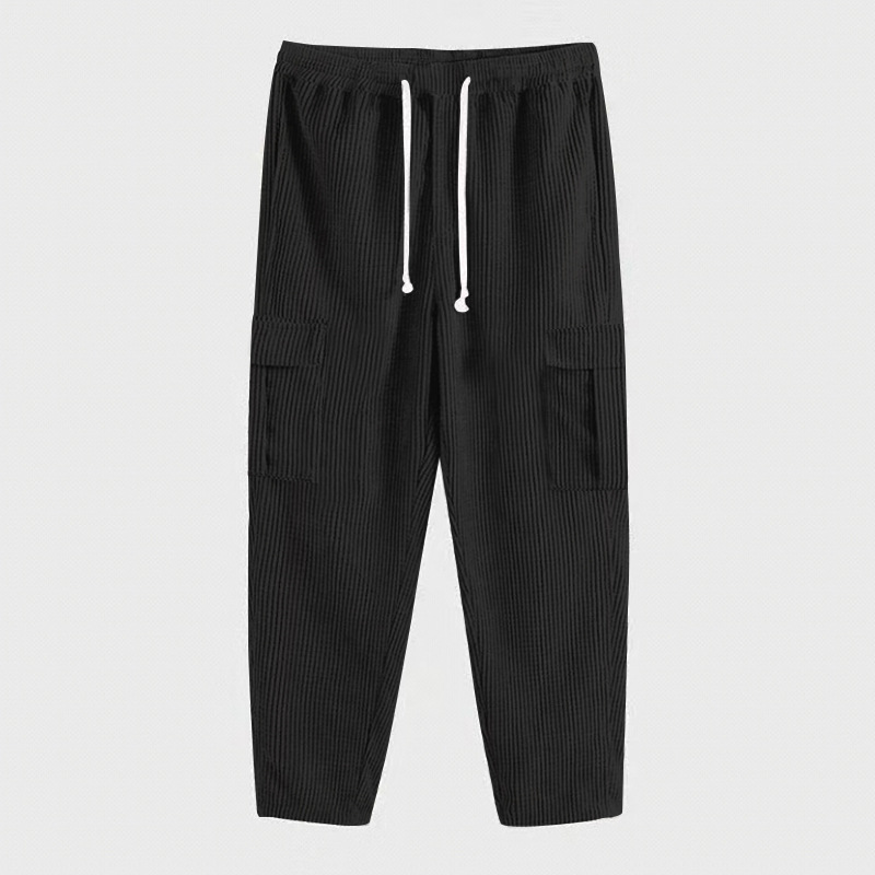 2022 Herbst Winter Einfarbig Dünne Cord Multi-Pocket Gerade Kehr Herren Casual Lose Lange Hosen_voghion.com