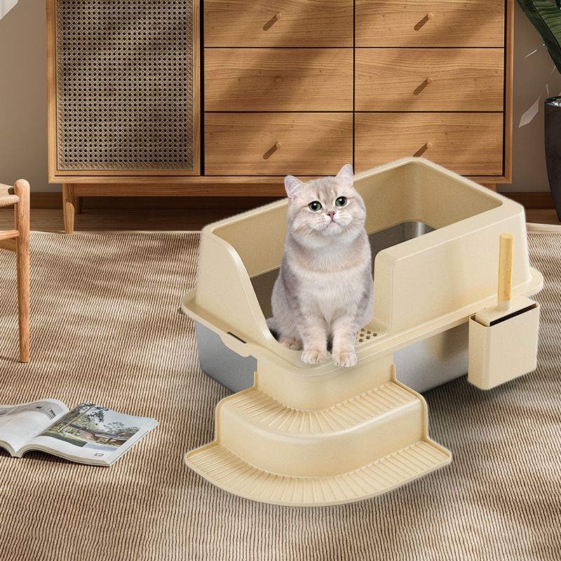 New Semi-Enclosed Large Litter Box With Thickened Pedal For Pets Stainless Steel Cat Toilet_voghion.com