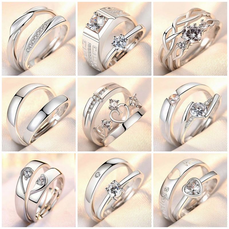 Paarring Weißgold Paarring Festivalschmuck Einfaches Valentinstags-Geburtstagsgeschenk_voghion.com