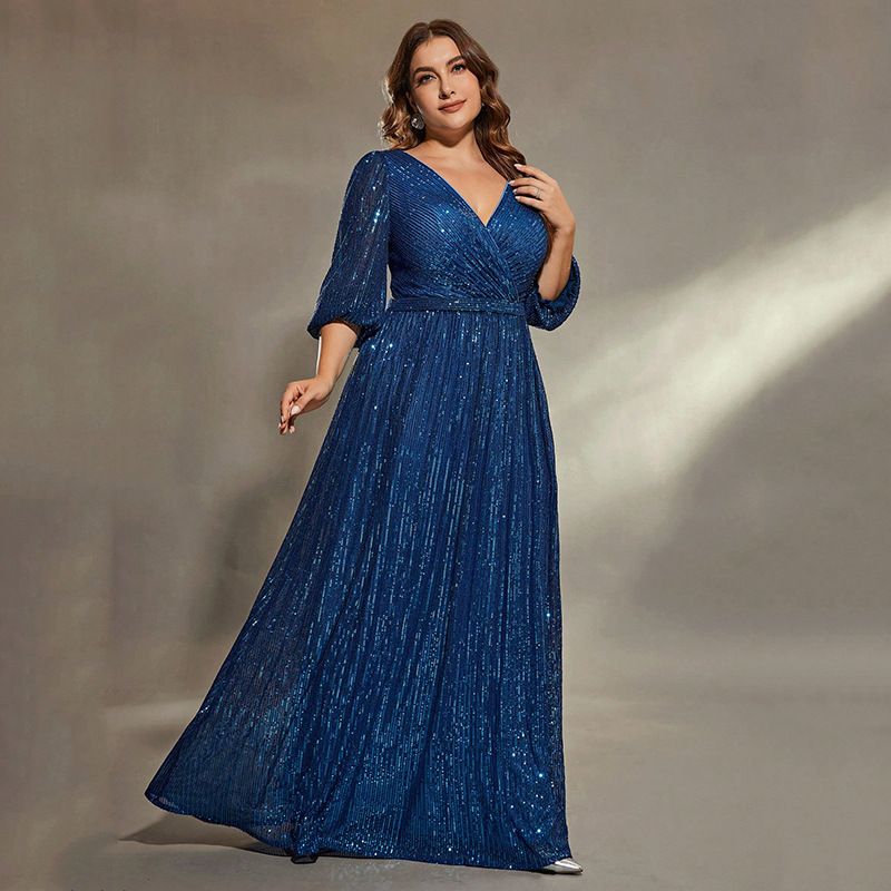 Elegant Long Sleeve Evening Gown For Women - Formal Party Dress With Queenly Aura, Slimming Fit, High Waist Floor Length For Banquets Performances_voghion.com