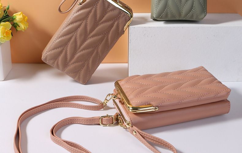 Bolso para teléfono móvil para mujer, moderno, multifuncional, bandolera con cremallera, color sólido, sencillo, mini, versátil, tipo billetera_voghion.com