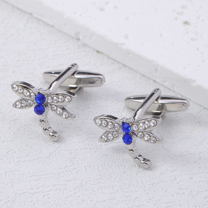 Neue diamant manschettenknöpfe exquisite blaue libelle mode frauen hemd manschette nägel kleidung zubehör_voghion.com