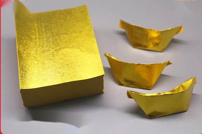 11*14 Shanghai Tin Foil Gold And Silver Ingot Folded Ghost Money Burning Paper For Worship Supplies_voghion.com