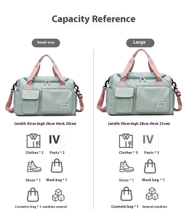 Travel with large capacity diagonal span, lightweight dry wet separation, foldable storage, fashionable fitness bag for_voghion.com