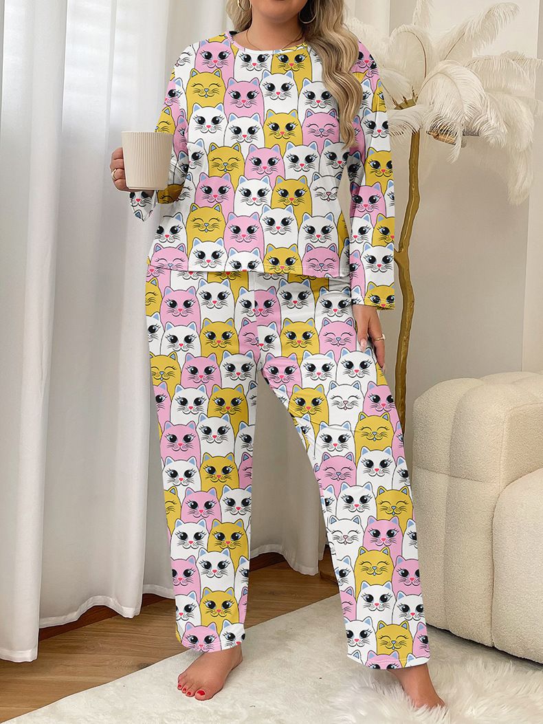 Dames Nachtkleding Herfst Stijl Melk Zijden Pyjama Dames Thuis Kleding Plus Size Casual Lange Mouwen Broek Pak_voghion.com