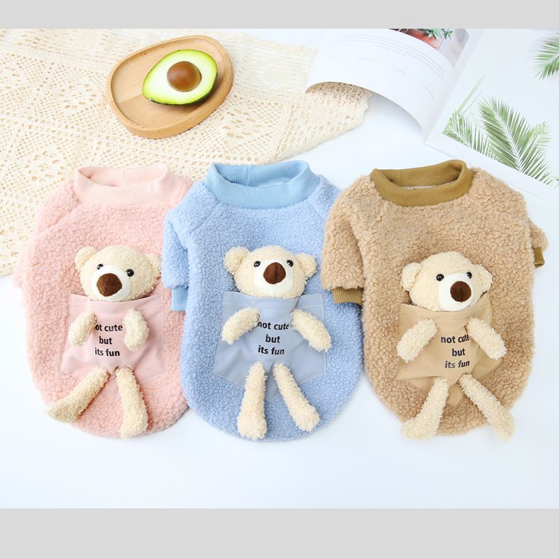 Huisdier hond herfst en winter nieuwe Teddy huisdier kleding, tweebenige jas, 21 rug teddybeer pluche jas_voghion.com