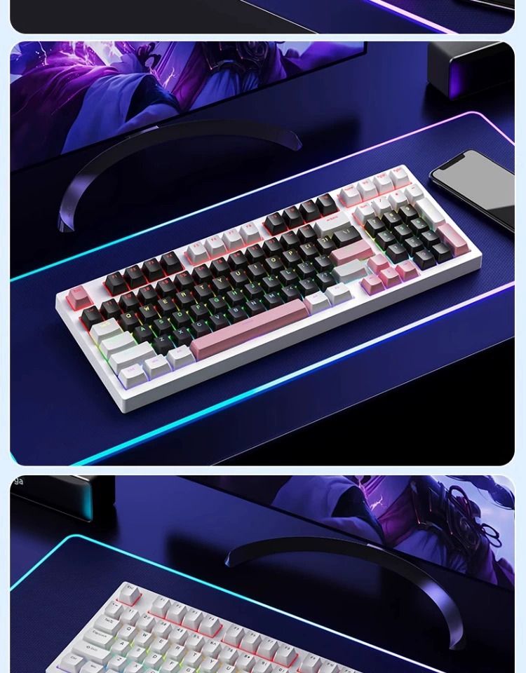 RuiYi F98 Mechanical Keyboard High Aesthetic Gaming Wired Office Laptop Blue Brown Red Switch_voghion.com