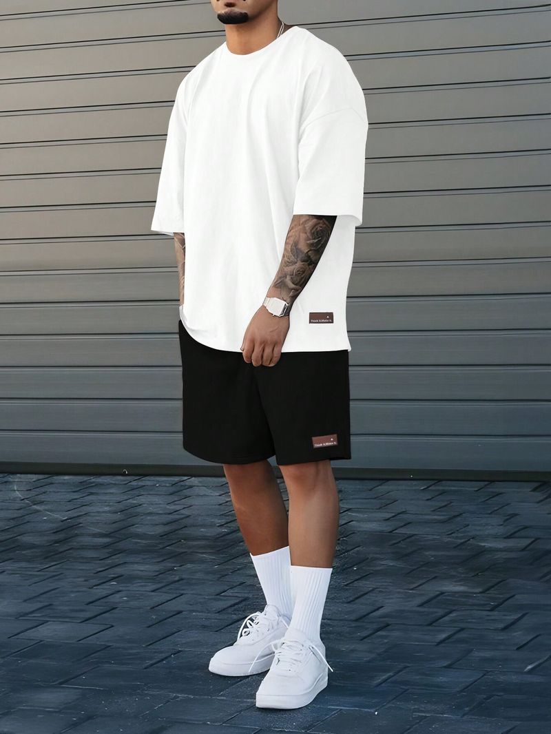 Men's Clothing Summer New Simple Sports Casual Suit Men's Short Sleeved T Shirt With Shorts With Small Icon ME2 MA1_voghion.com