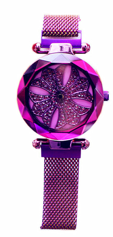 New Time Running Diamond Inlaid Fashion Trend Waterproof Magnetic Tape Women's Watch_voghion.com