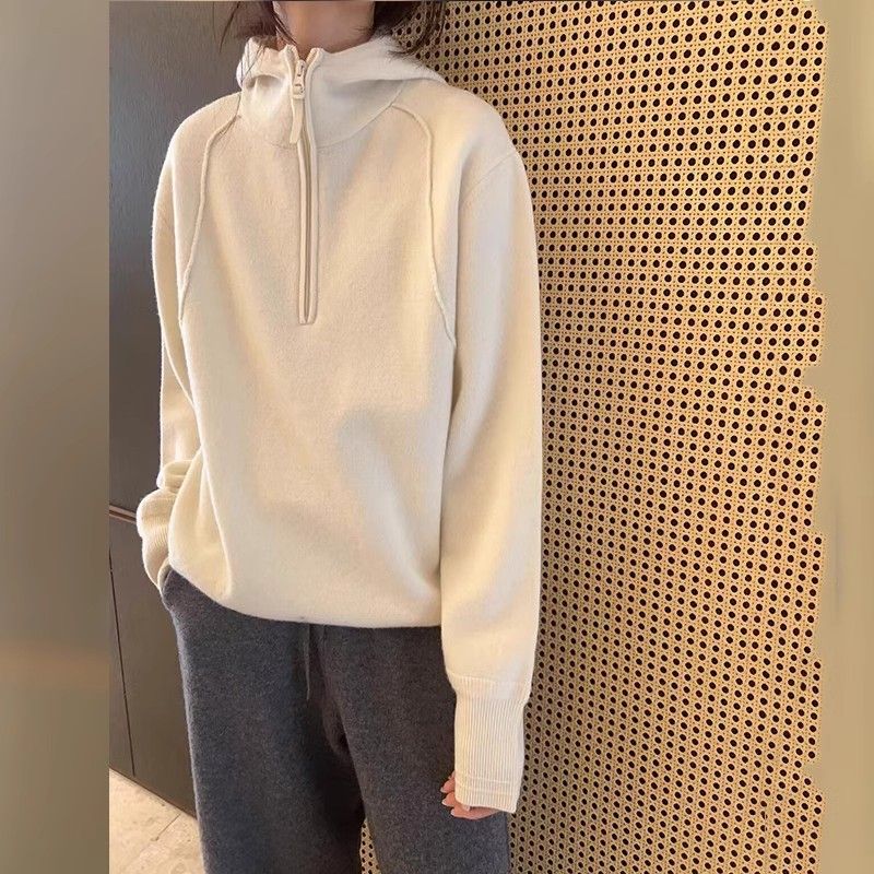 American Lazy Style Double-sided German Velvet Hooded Sweatshirt For Women, 2024 Fashionable Stylish, Small And High-end_voghion.com