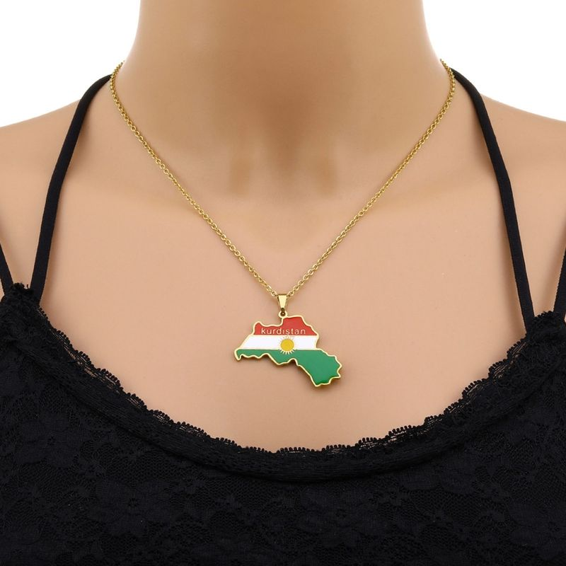 Halskette mit Karte von Kurdistan, tropfendes Öl, Retro-Anhänger aus Edelstahl für Männer und Frauen, ethnische Schlüsselbeinkette, Geschenk_voghion.com