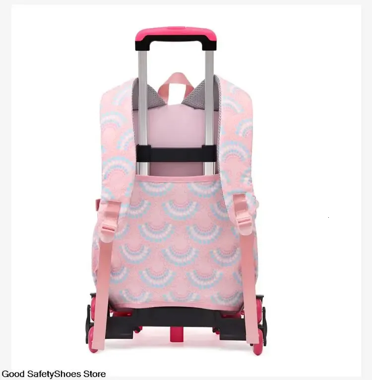 Rullväskor för flickor Ryggsäck Barn Vattentäta ryggsäckar med hjul Middle School Trolley Lage Back Pack 240314_voghion.com