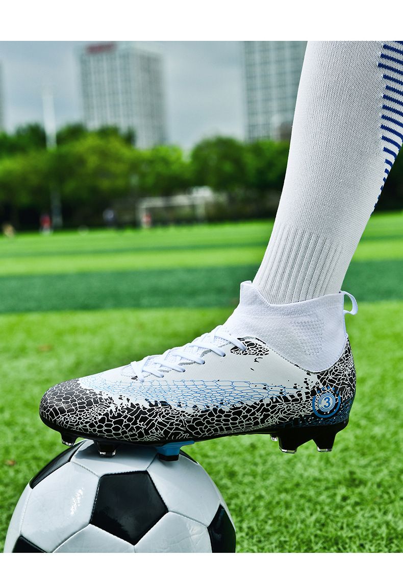 2023 grenzüberschreitende neue Fußballschuhe mit langen Nägeln und gebrochenen Nägeln, atmungsaktive High-Top-Fußballschuhe für Herren und Jugendliche, Gras-Trainingsschuhe_voghion.com