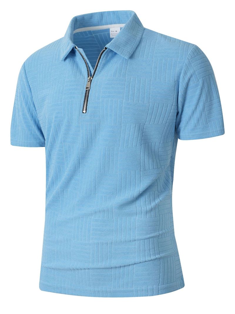Summer New European And American Men's Polo Shirt Short Sleeve Button T-shirt Loose Jacquard Top Tees Shirt Men's Fashion_voghion.com