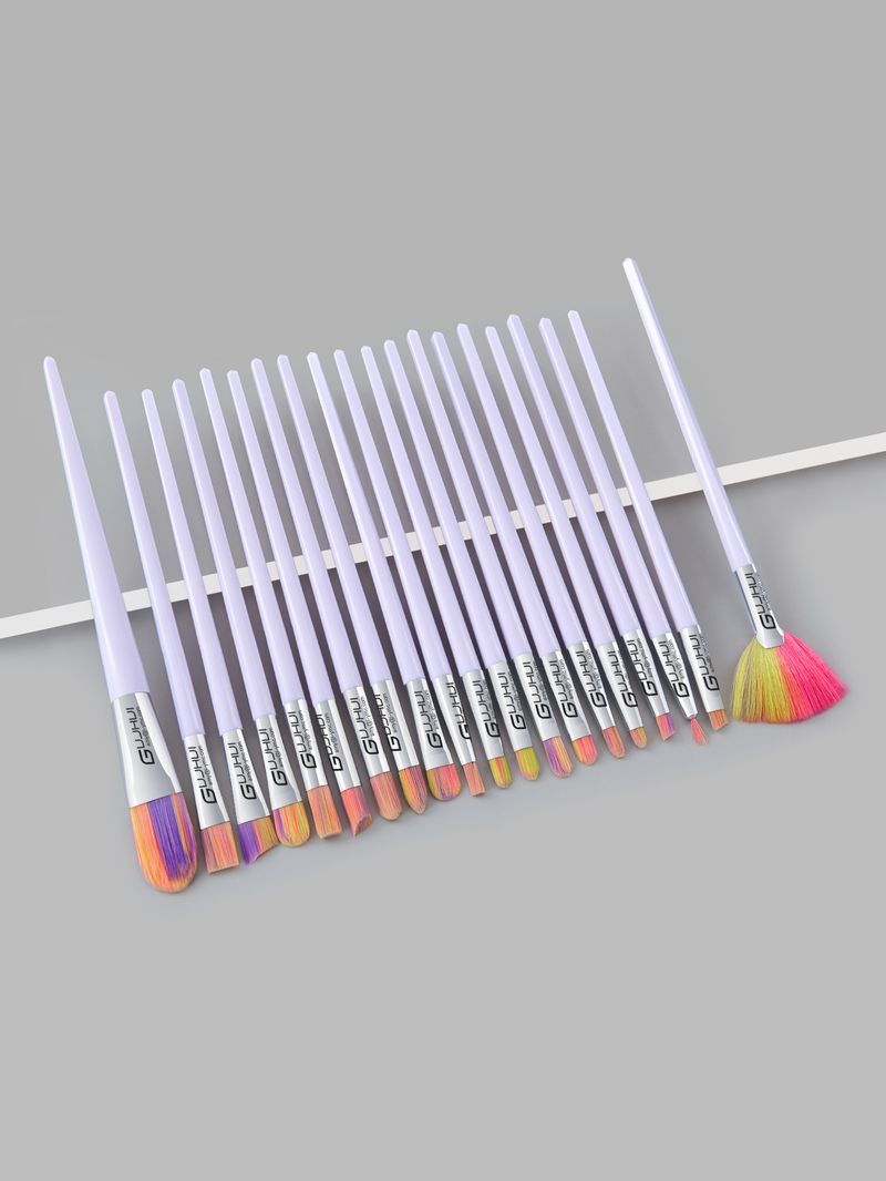Set di pennelli per trucco con manico in unicorno viola chiaro da 20 pezzi, incluso pennello per fard e pennello per cipria. Vendite dirette in fabbrica GUJHUI_voghion.com