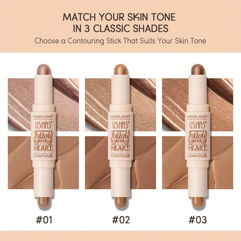 USHAS Correttore riparatore in stick 2 in 1, polvere naturale brillante e brillante_voghion.com