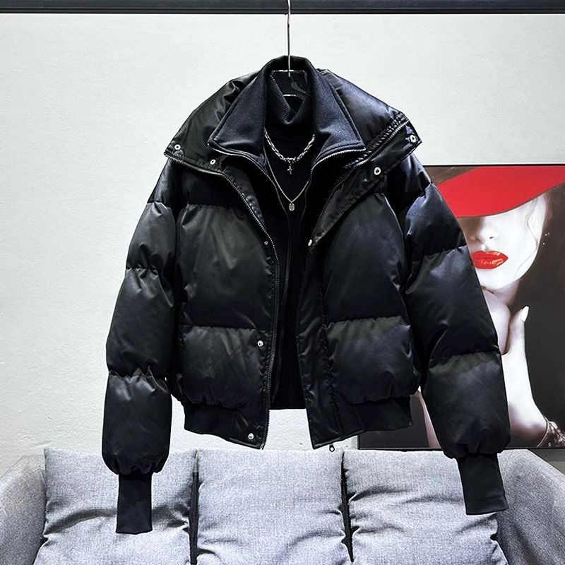 Herren-Winterjacke aus Baumwolle – Leichter und warmer wattierter Mantel im koreanischen Stil, Außenmaterial aus dickem Polyester mit Futter aus 90 % Baumwolle, Stehkragen mit Reißverschluss_voghion.com