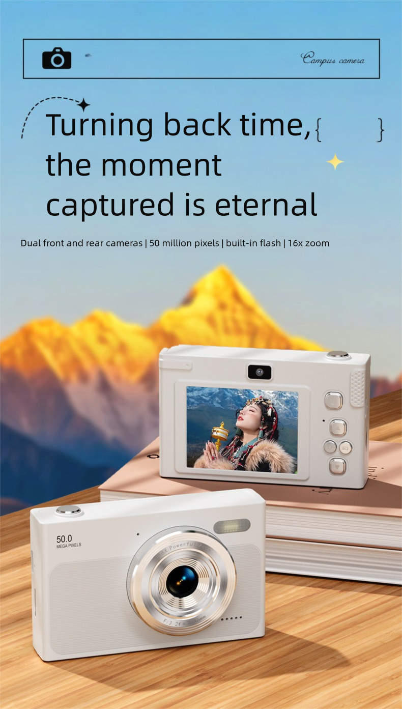 2025 HD CCD Digital Dual Campus Selfie Student Portable Card Camera_voghion.com