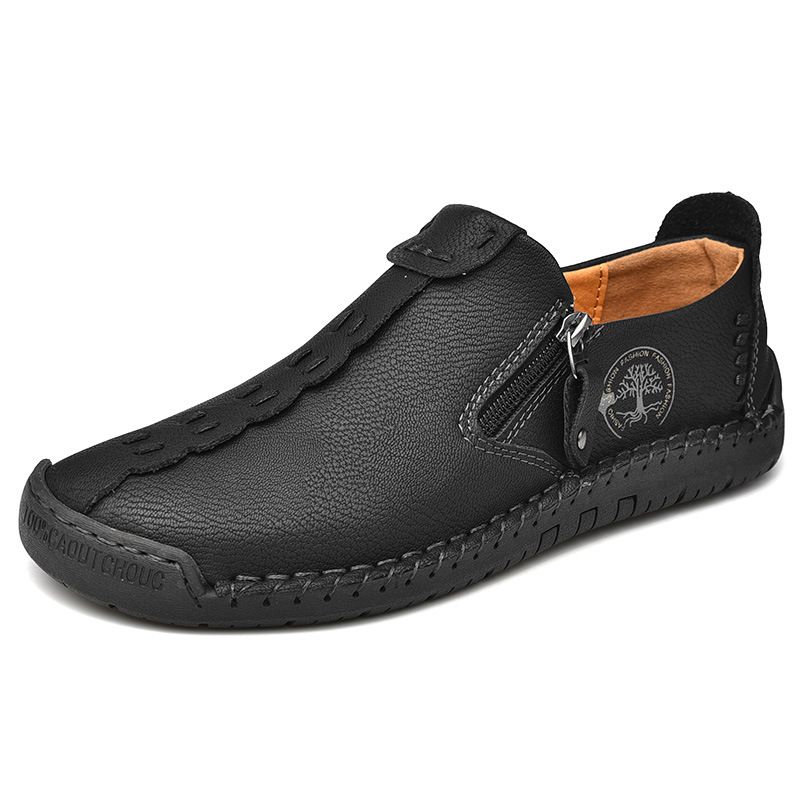 Handgemachte Leder Herrenschuhe Casual Slip On Loafers Atmungsaktive Lederschuhe Herren Flats Hot Sale Mokassins Werkzeugschuhe Übergröße_voghion.com