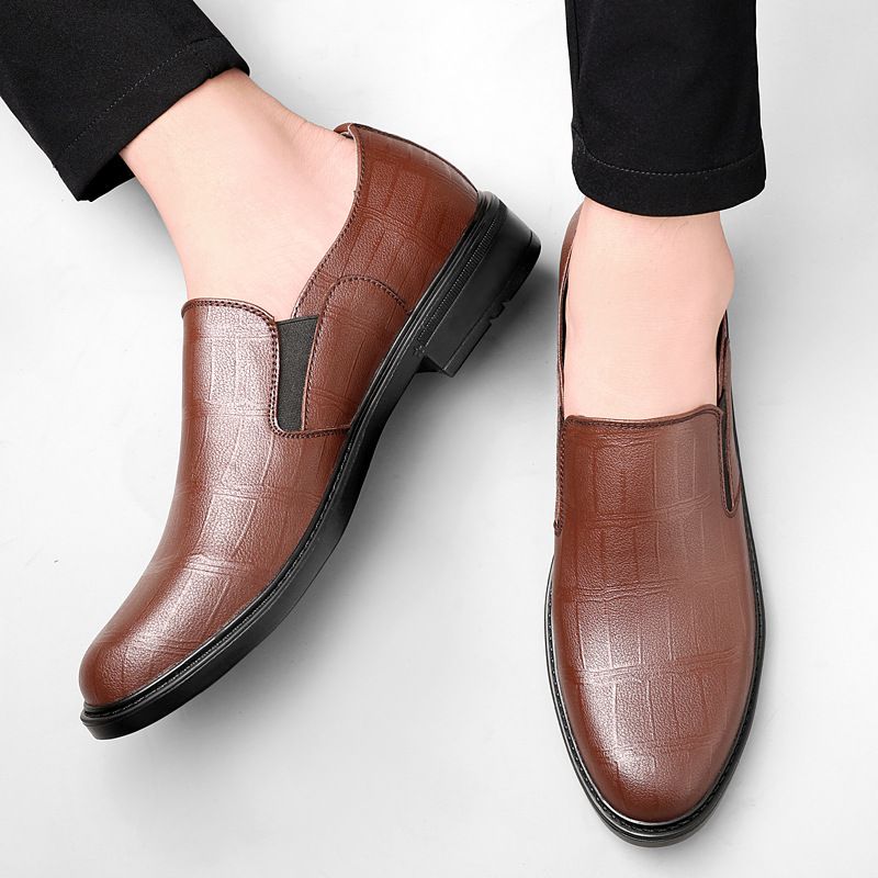 Herrenschuhe mit Krokodilprägung, lässige Lederschuhe im Barber-Style_voghion.com