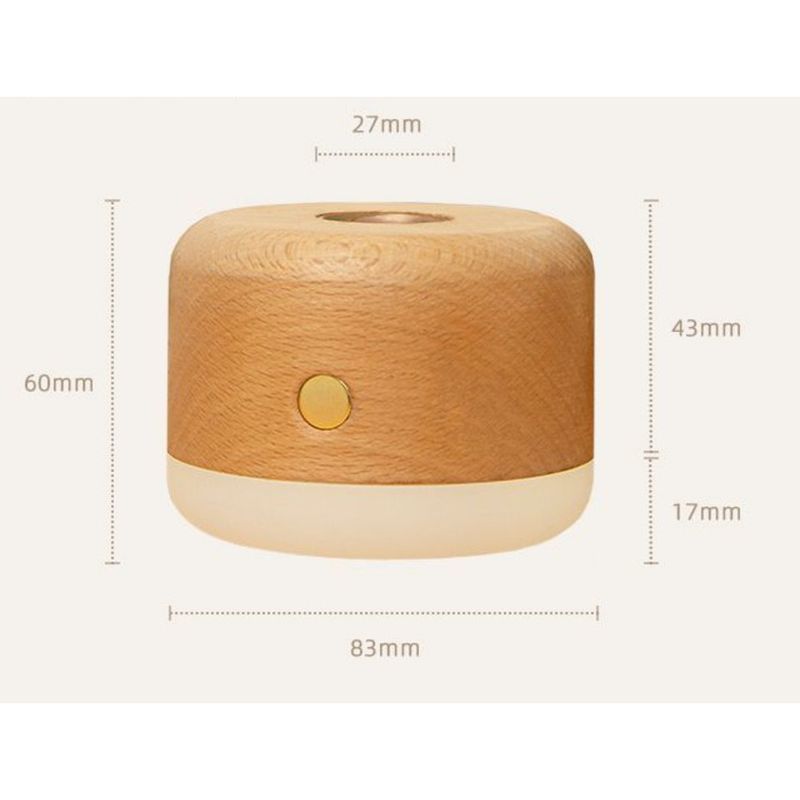 Lampada in legno massello Chaihua Friends, macchina per aromaterapia ricaricabile, luce notturna da comodino per camera da letto, olio essenziale silenzioso_voghion.com