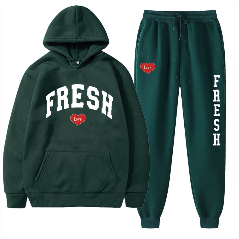 mode bedrukte herfst en winter fleece warme hoodie, casual sport dames set_voghion.com