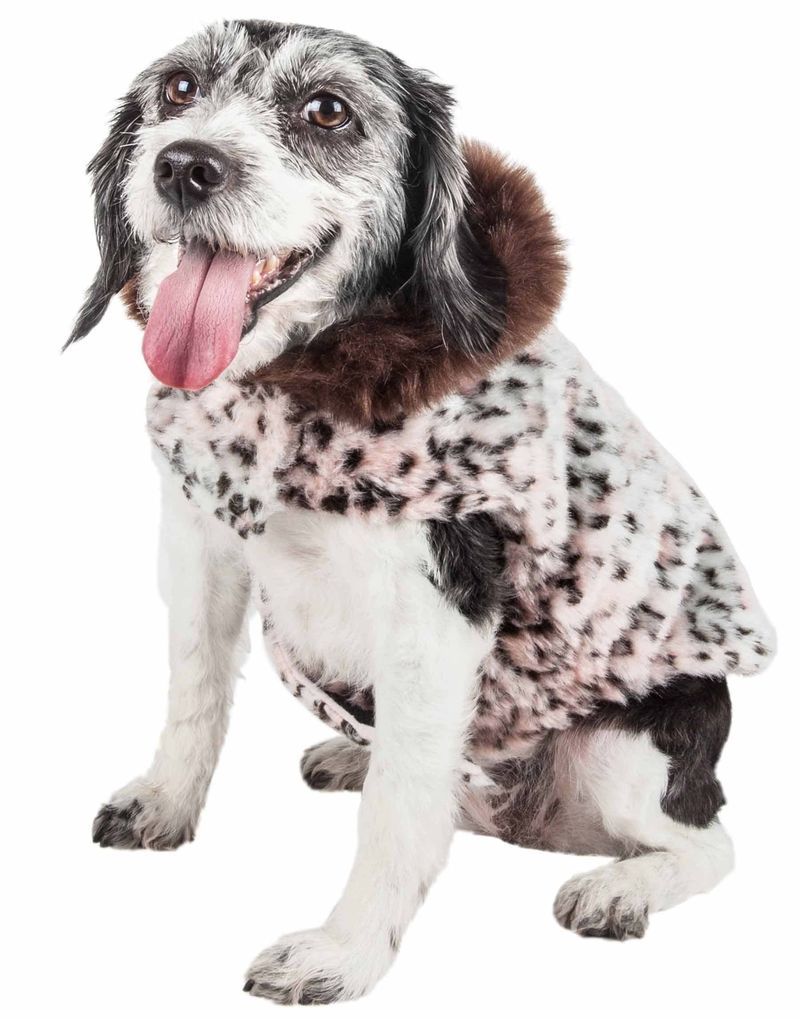 Pet Life Luxe 'Furracious' Cheetah Patterned Mink Dog Coat Jacket_voghion.com